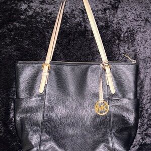 Michael Kors Black and Tan Leather Tote